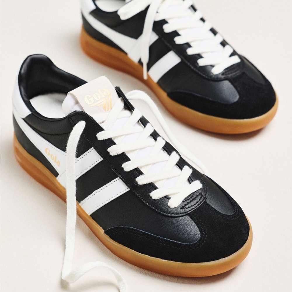 NWT Gola Cyclone Leather Women’s Sneakers Black White Gum US 9 EU 40 New In Box